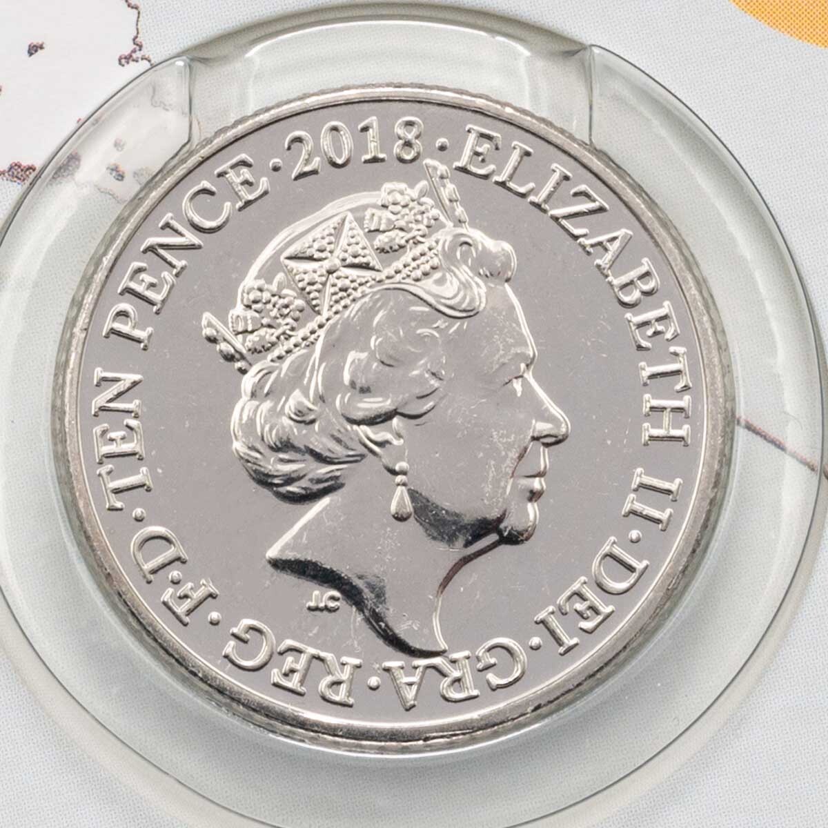 Obverse of the 2018 O For Oak Tree Ten Pence Great British Coin Hunt Coin