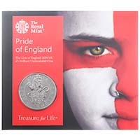 UK18PEBU 2018 Pride Of England Queen's Beasts Lion Of England Five Pound Crown Brilliant Uncirculated Coin In Folder Thumbnail
