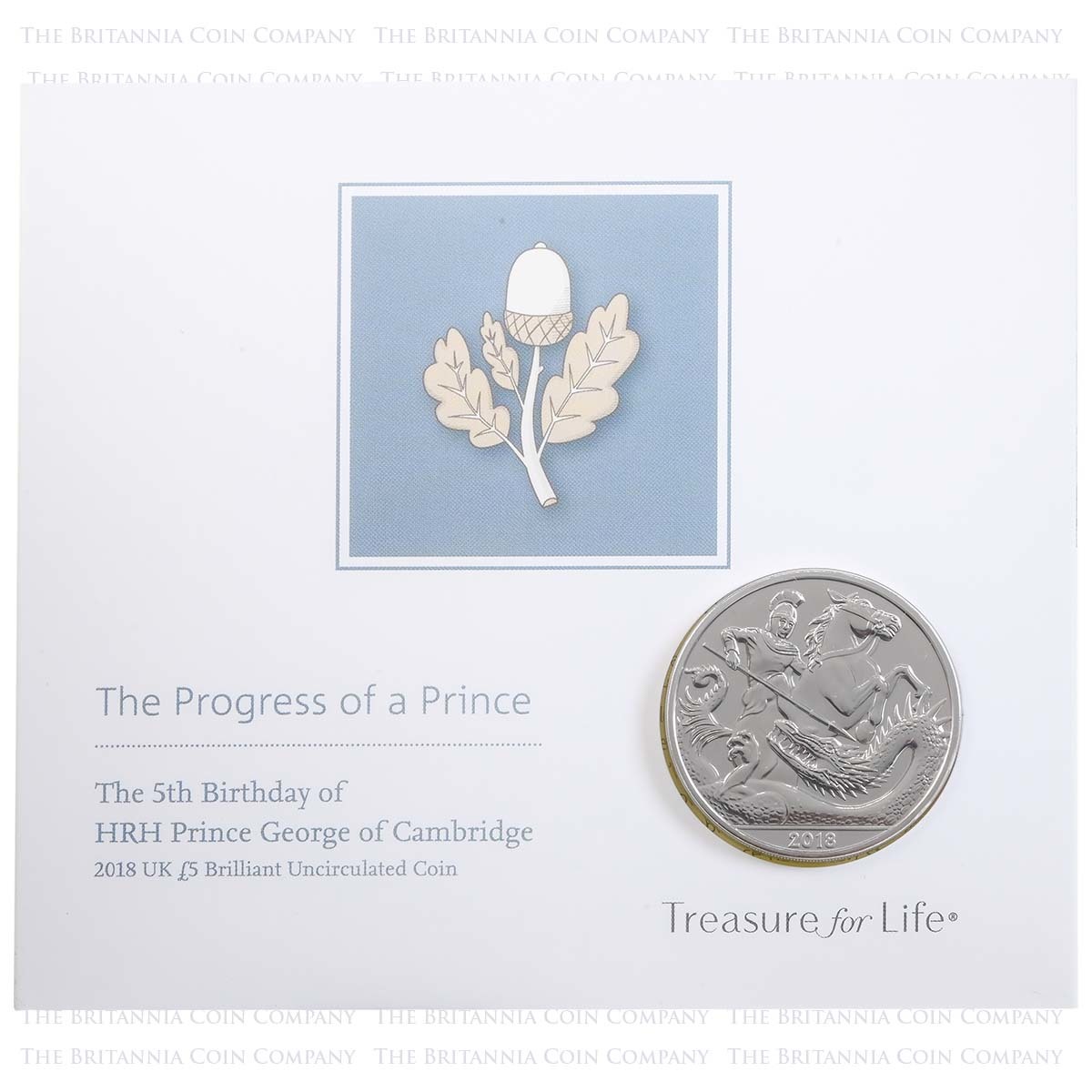 UK18PGBU 2018 Prince George 5th Birthday Five Pound Crown Brilliant Uncirculated Coin In Folder
