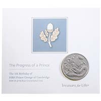 UK18PGBU 2018 Prince George 5th Birthday Five Pound Crown Brilliant Uncirculated Coin In Folder Thumbnail