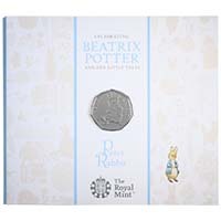UK18PRBU 2018 Beatrix Potter Peter Rabbit Fifty Pence Brilliant Uncirculated Coin In Folder Thumbnail