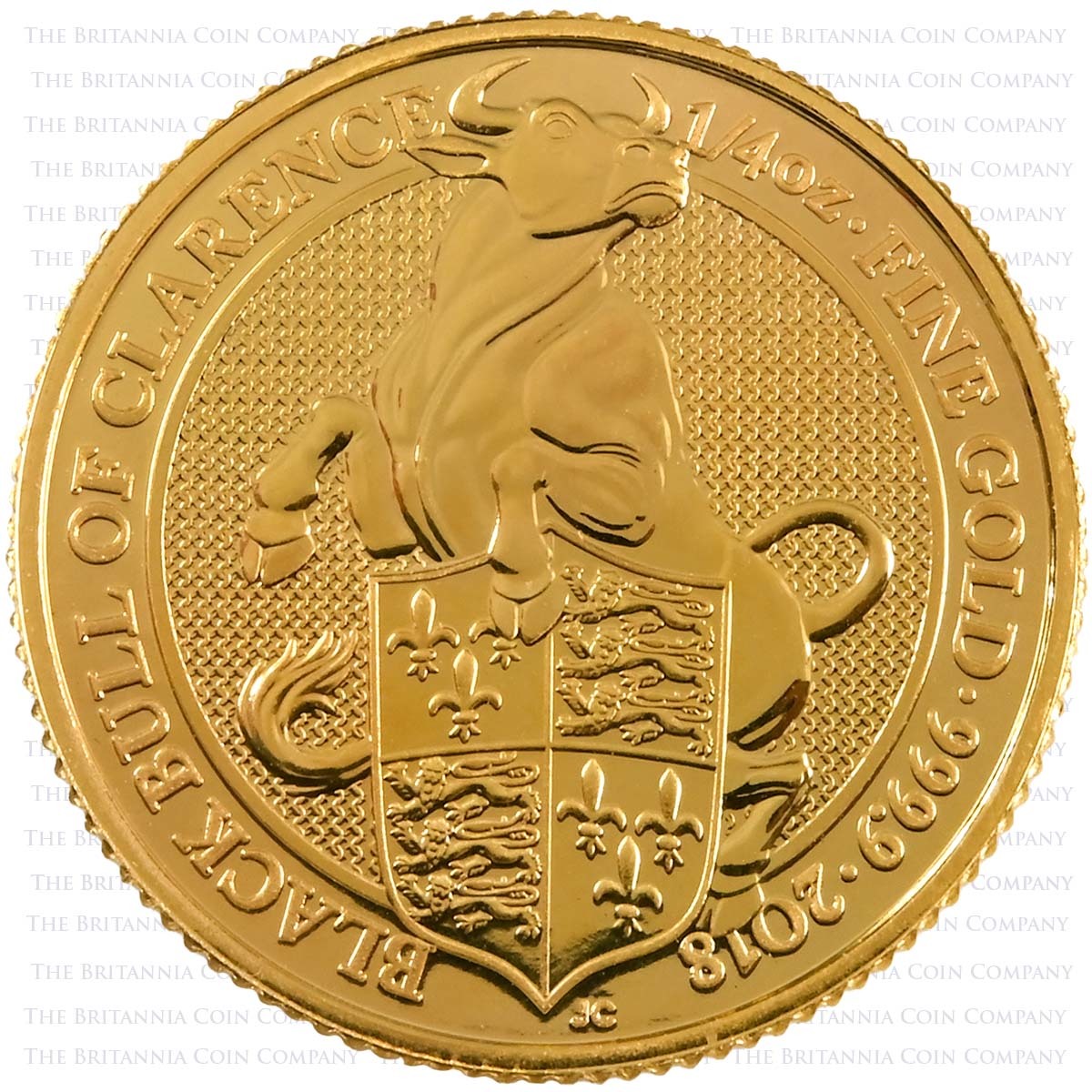2018 Queen's Beasts Black Bull of Clarence Quarter Ounce Gold Bullion Reverse
