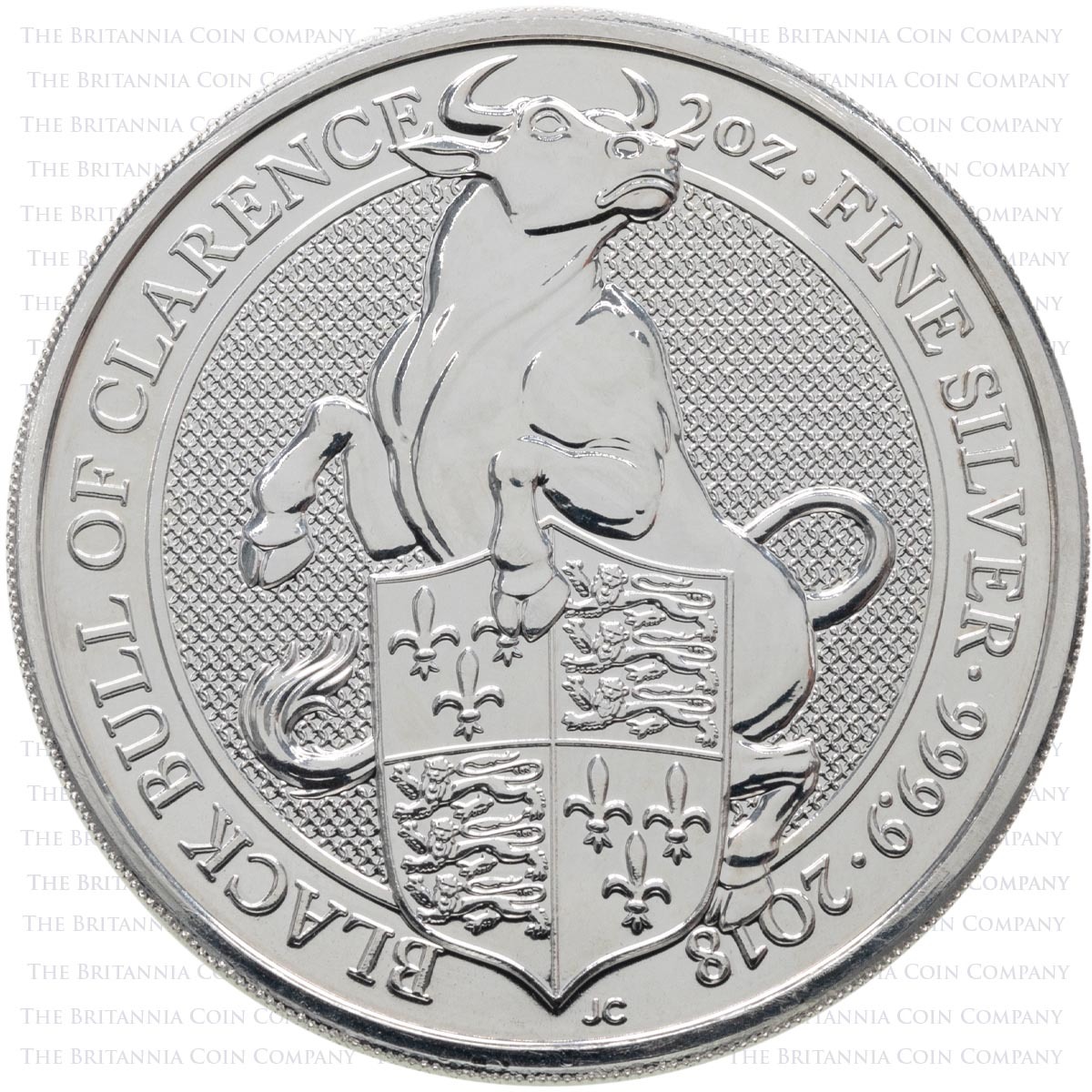 2018 Queen's Beasts Black Bull Of Clarence Two Ounce Silver Bullion Coin Reverse