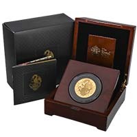 UK18QDG5 2018 Queen's Beasts Red Dragon Of Wales 5oz Gold Proof Coin Thumbnail