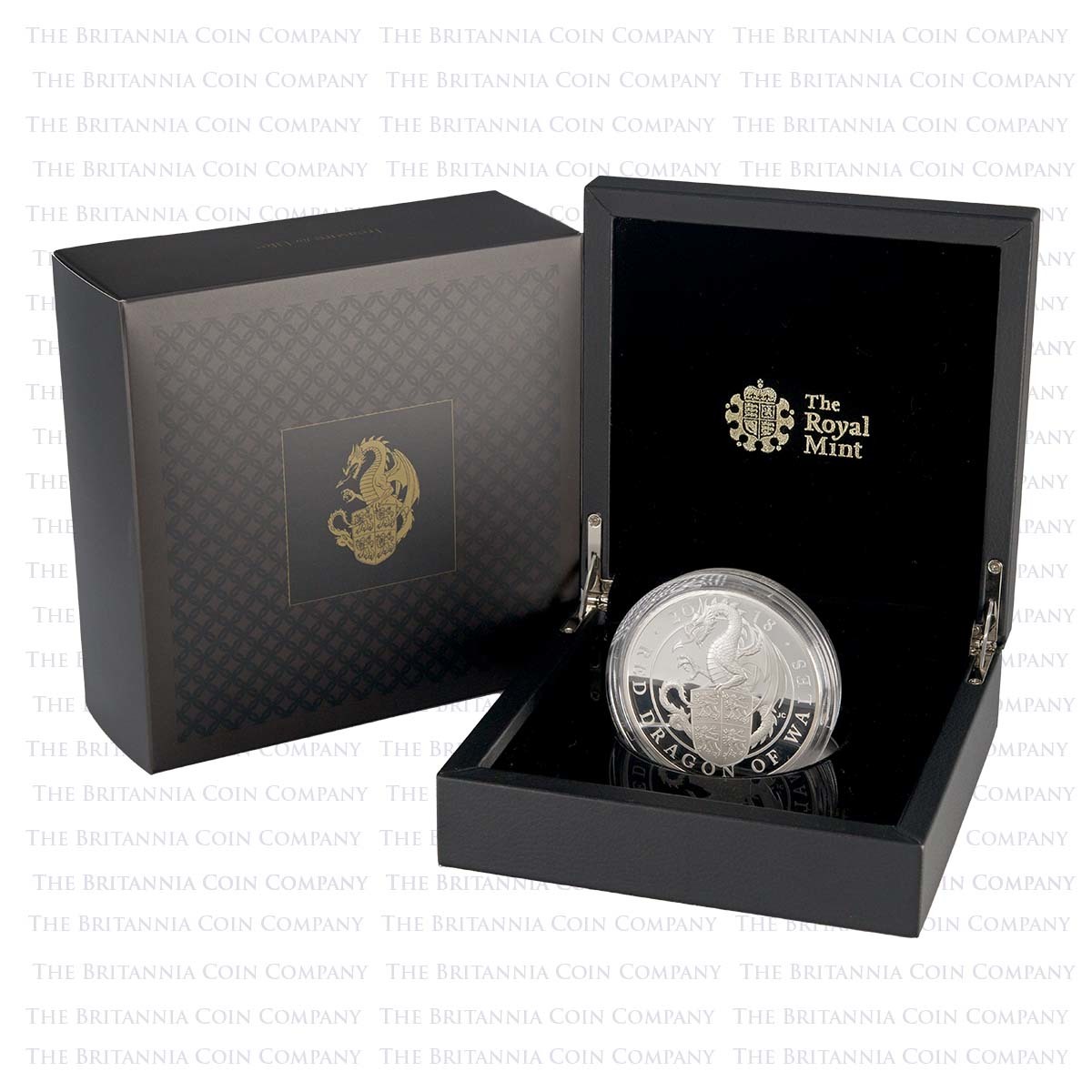 UK18QDS5 2018 Queen’s Beasts Red Dragon of Wales 5 Ounce Silver Proof Boxed