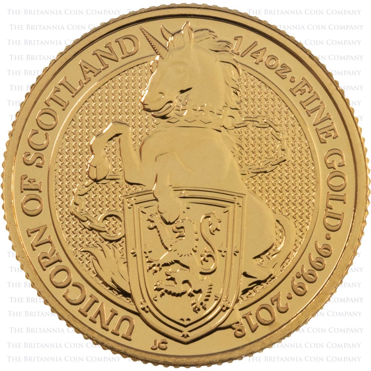 2018 Queen's Beasts Unicorn Of Scotland Quarter Ounce Gold Bullion Coin Reverse