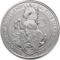 2018 Queen's Beasts Unicorn Of Scotland Two Ounce Silver Bullion Coin Thumbnail