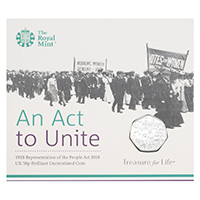 UK18RPBU 2018 Representation Of The People Act Fifty Pence Brilliant Uncirculated Mint Pack Coin thumbnail