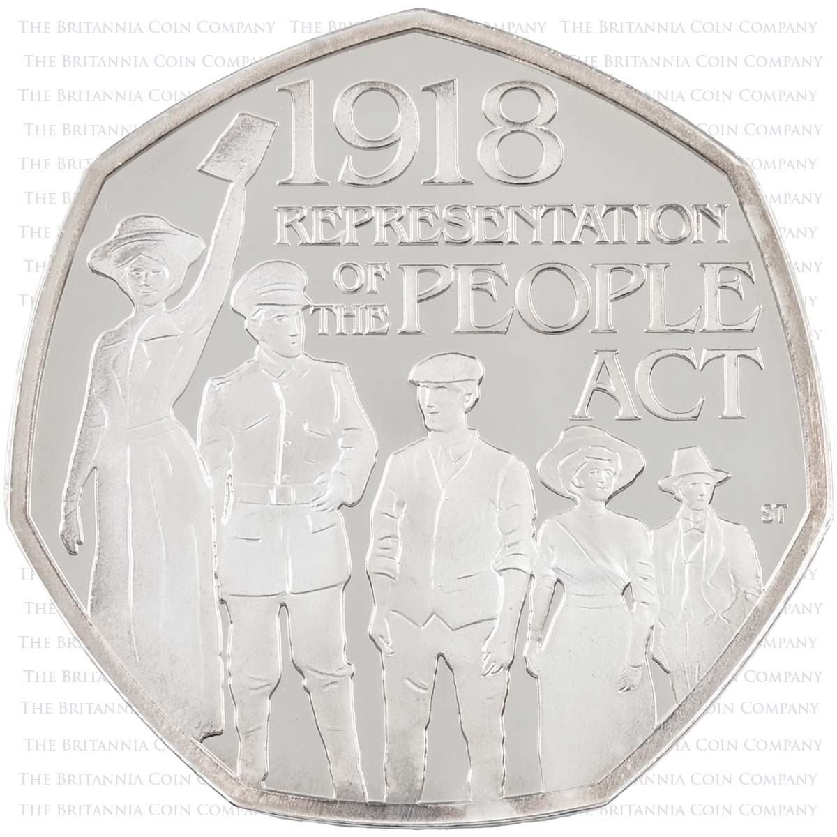 UK18RPPF 2018 Representation of the People Act 50p Piedfort Silver Proof Reverse