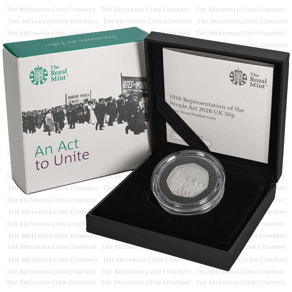 UK18RPPF 2018 Representation of the People Act 50p Piedfort Silver Proof Boxed
