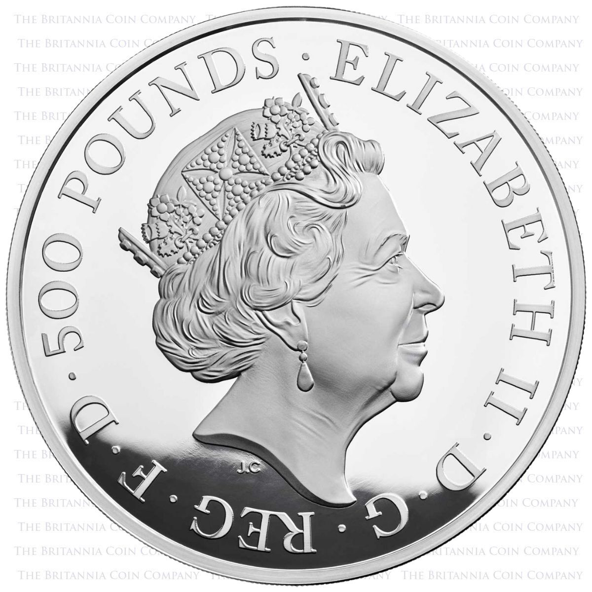 UK18SCSK 2018 Sapphire Coronation 65th Anniversary One Kilogram Silver Proof Coin Obverse