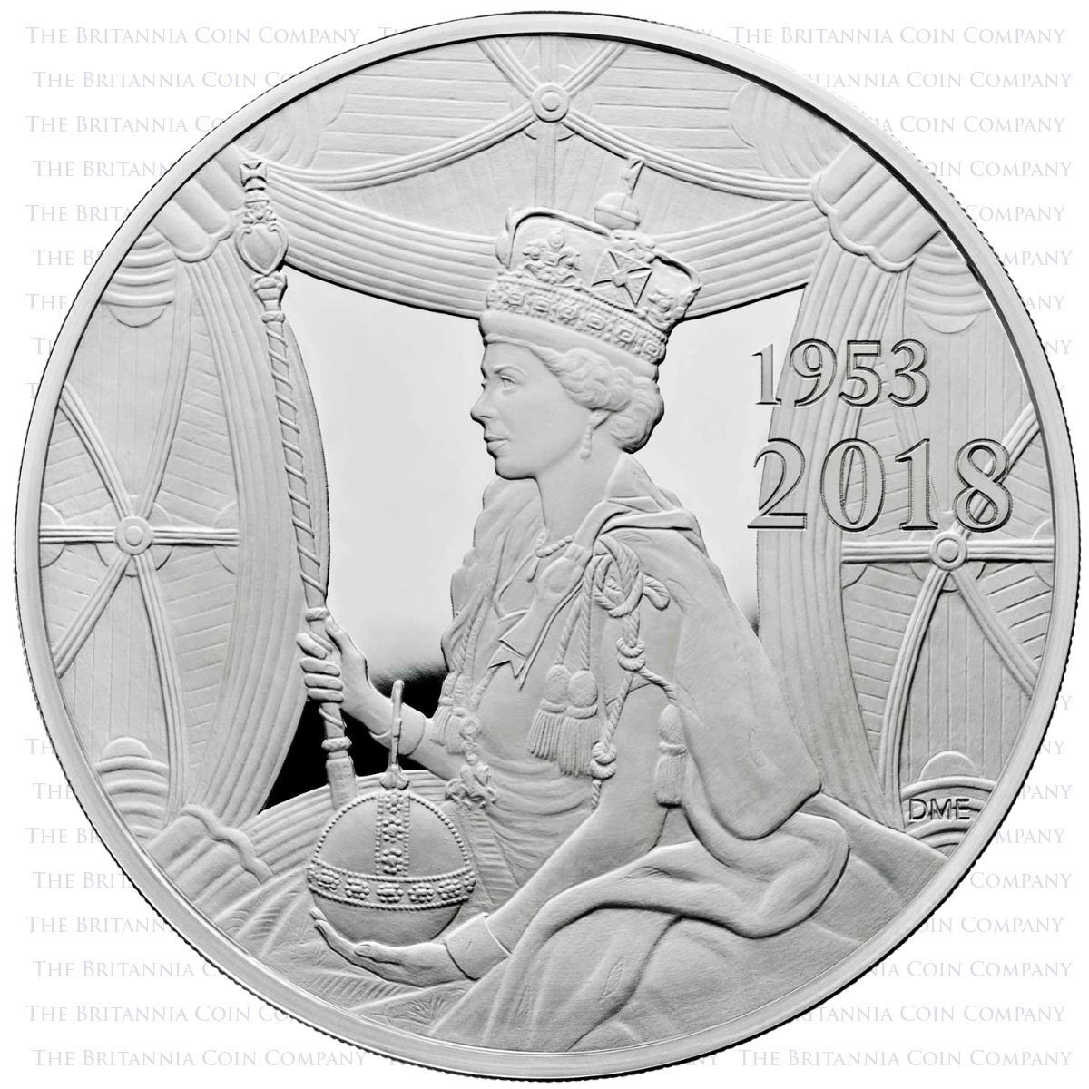UK18SCSK 2018 Sapphire Coronation 65th Anniversary One Kilogram Silver Proof Coin Reverse