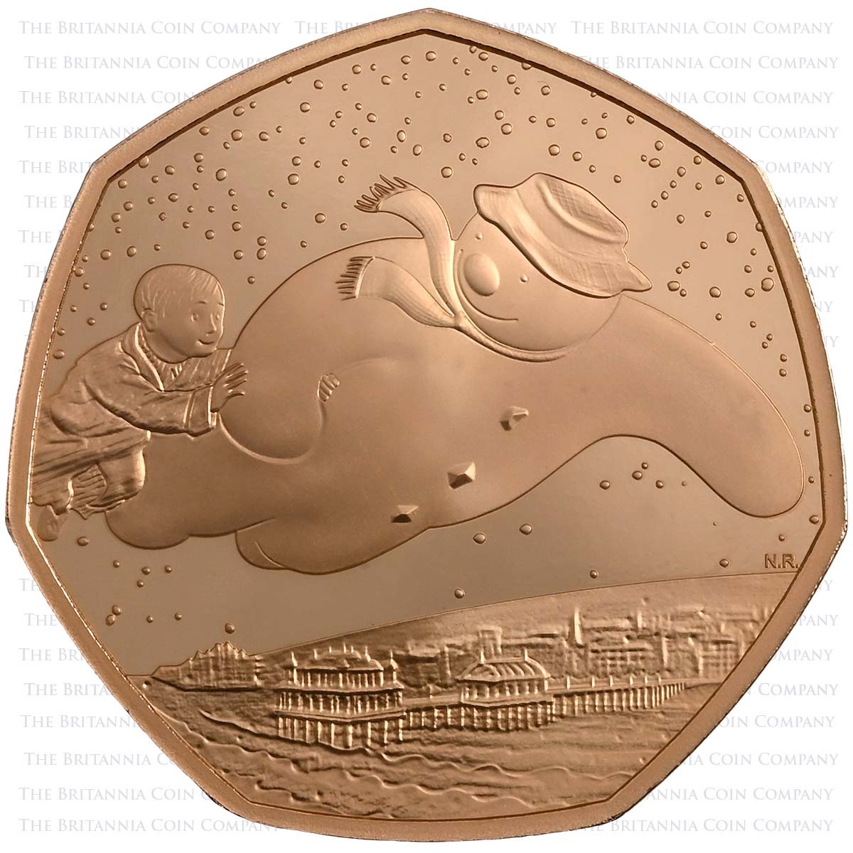 UK18SMGA 2018 The Snowman 50p Gold Proof Reverse