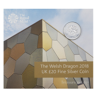 UK18SN20 2018 Welsh Dragon Twenty Pound Silver Brilliant Uncirculated Mint Pack Coin Thumbnail
