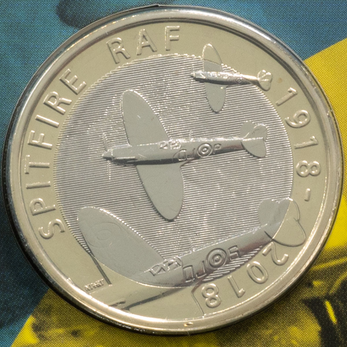 UK18SPBU 2018 RAF Royal Air Force Centenary Spitfire Two Pound Brilliant Uncirculated Coin In Folder Reverse