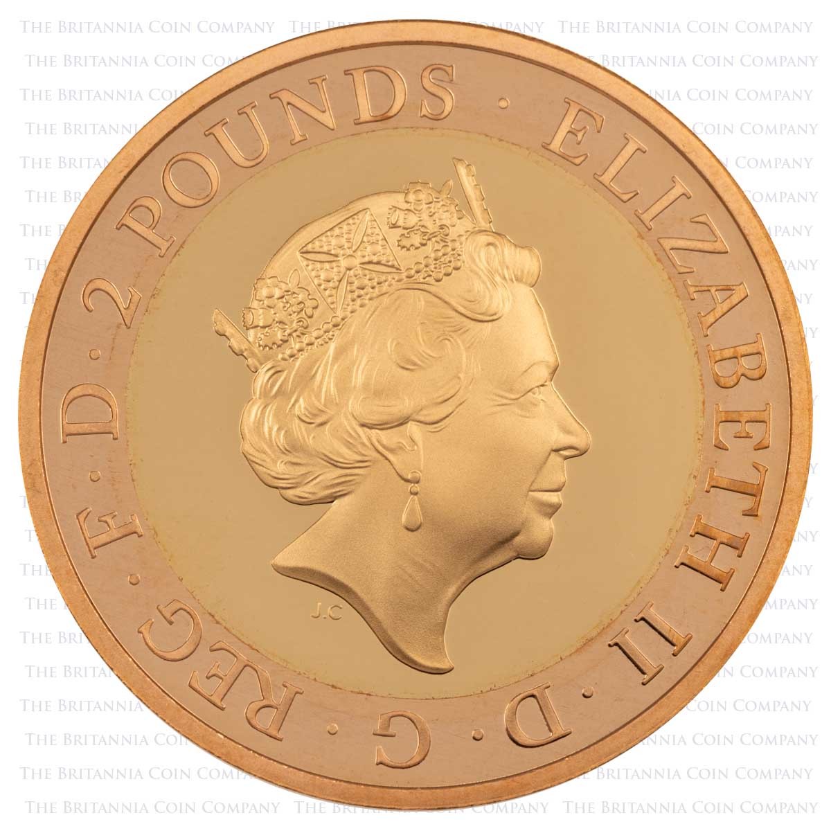 UK18SPGP 2018 Spitfire Two Pound Gold Proof RAF Centenary Coin Obverse