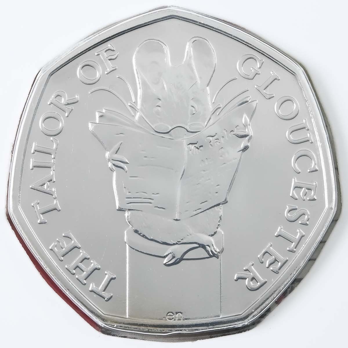 UK18TGBU 2018 Beatrix Potter Tailor Of Gloucester Fifty Pence Brilliant Uncirculated Coin In Folder Revrse