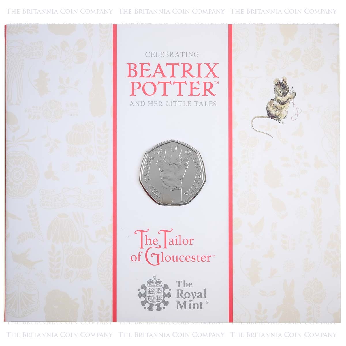 UK18TGBU 2018 Beatrix Potter Tailor Of Gloucester Fifty Pence Brilliant Uncirculated Coin In Folder Packaging