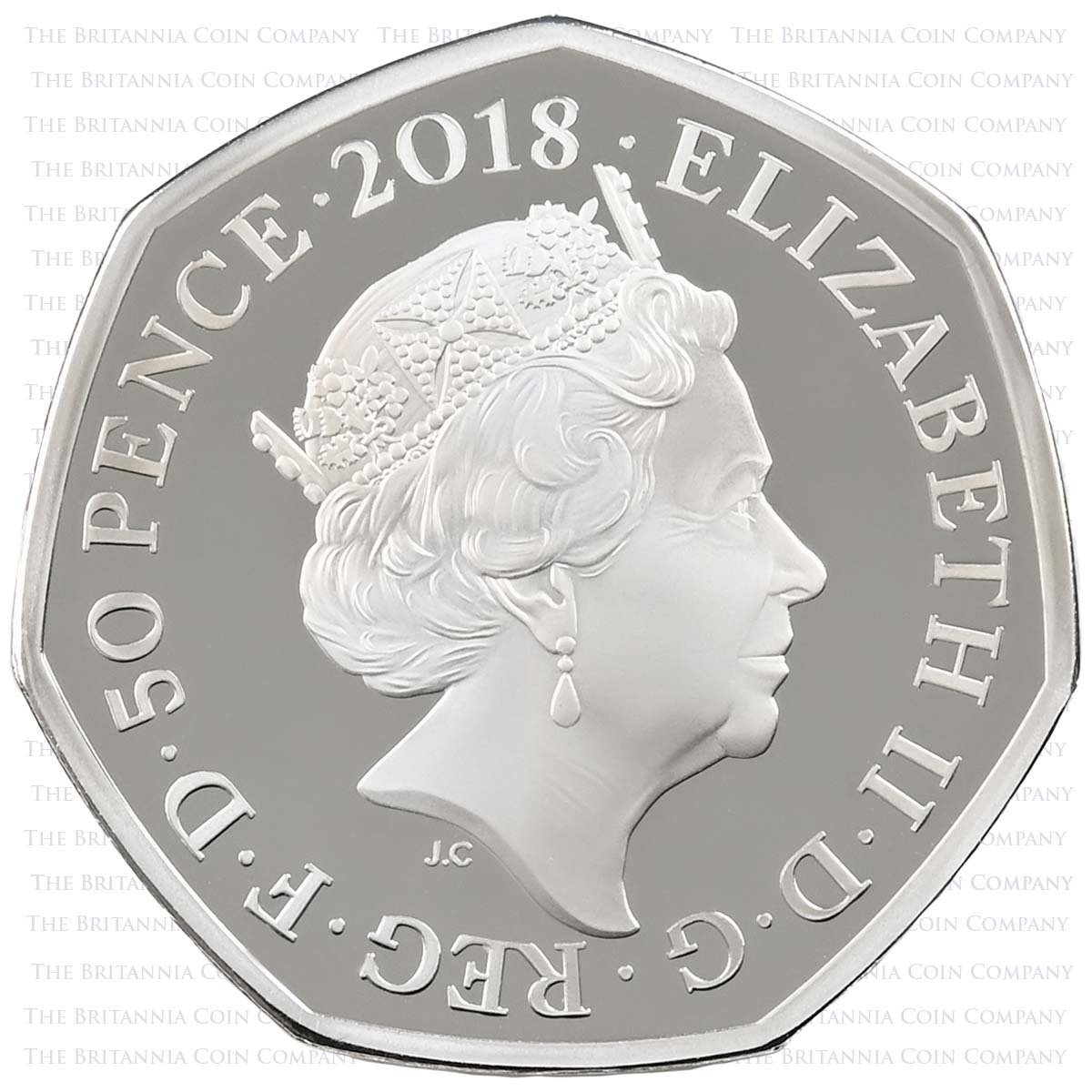 UK18TMSP 2018 Beatrix Potter Mrs Tittlemouse 50p Silver Proof Obverse