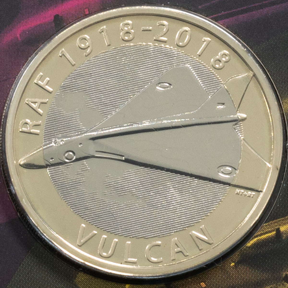 UK18VUBU 2018 Royal Air Force Centenary Vulcan Two Pound Brilliant Uncirculated Coin In Folder Reverse