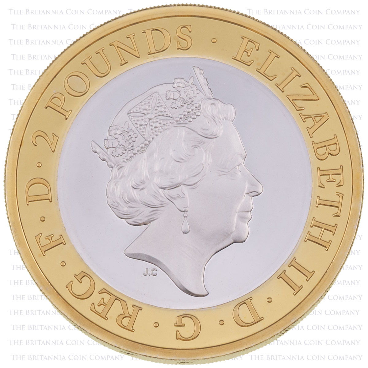 UK18VUPF 2018 Vulcan Two Pound Piedfort Silver Proof Coin royal obverse