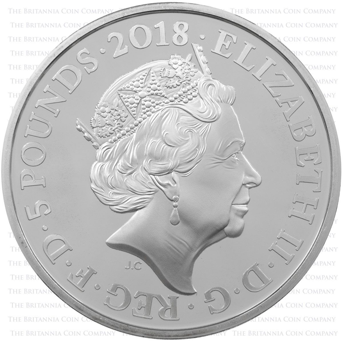 UK18WFSP 2018 Women In Factories Five Pound Silver Proof First World War Coin Elizabeth II obverse
