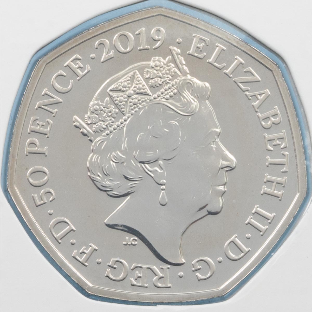Obverse of 2019 Fifty Years Of The Fifty Pence Brilliant Uncirculated Coin