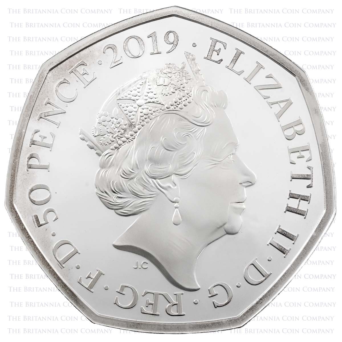 UK1950SP 2019 50 Years of the 50p Silver Proof Obverse