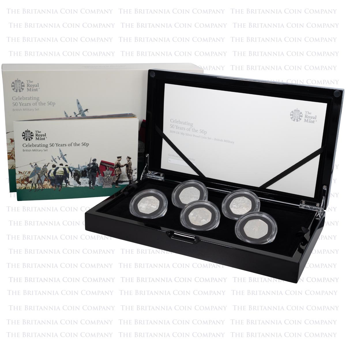 UK195MSP 2019 British Military Fifty Pence Five Coin Silver Proof Set Boxed