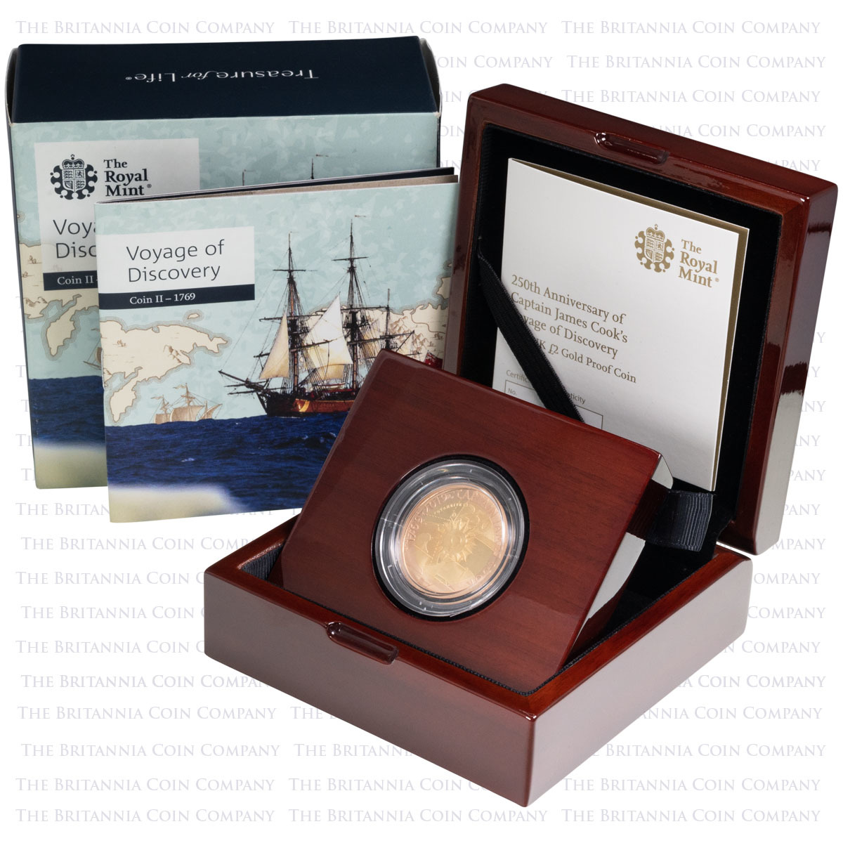 UK19CCGP 2019 Captain Cook 1769 Two Pound Gold Proof Coin Boxed