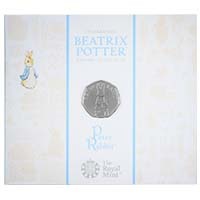 UK19PRBU 2019 Beatrix Potter Peter Rabbit Fifty Pence Brilliant Uncirculated Coin In Folder Thumbnail