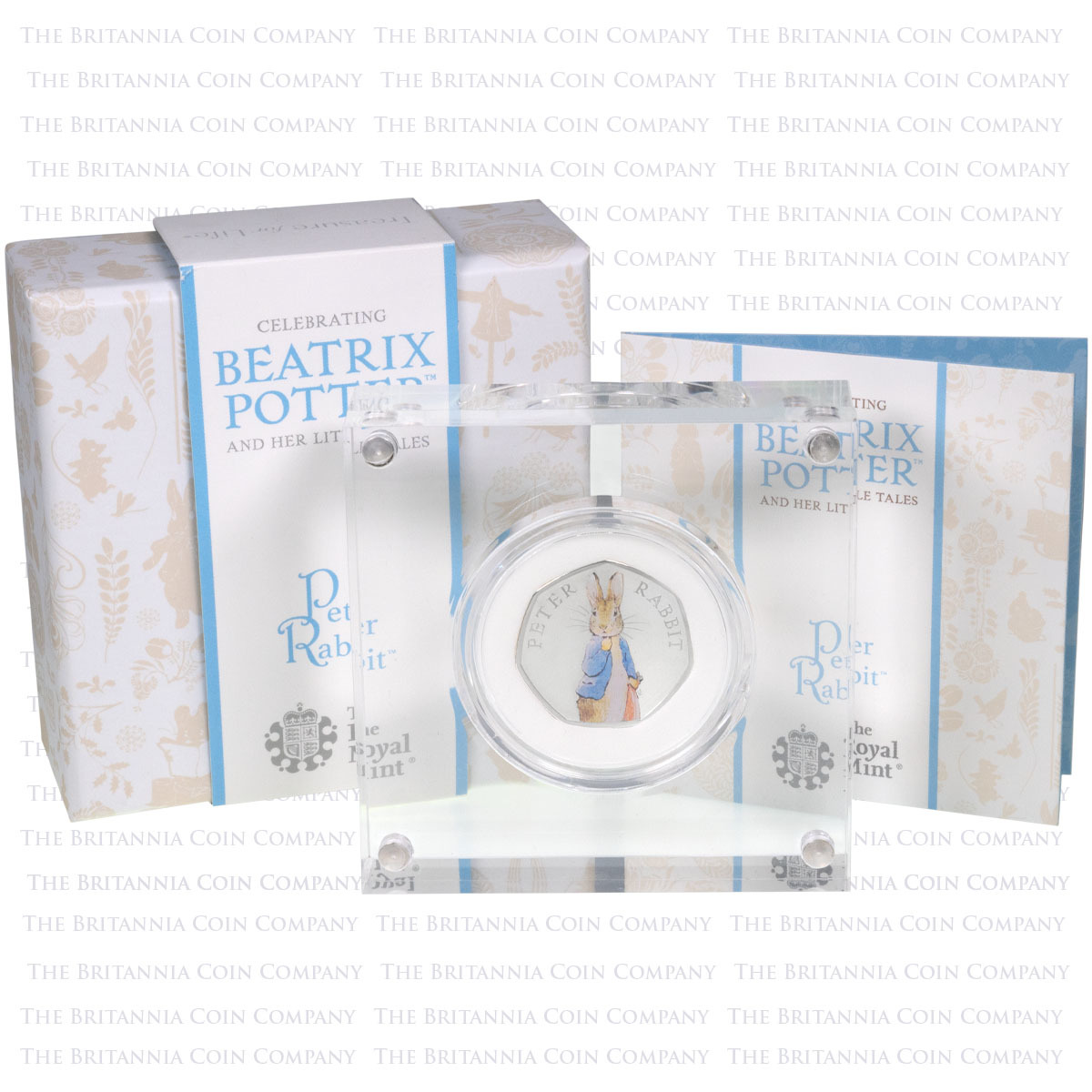 UK19PRSP 2019 Beatrix Potter Peter Rabbit Fifty Pence Colour Printed Silver Proof Coin Boxed