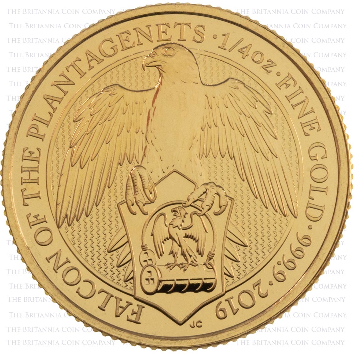 2019 Queen's Beasts Falcon Of The Plantagenets Quarter Ounce Gold Bullion Coin Reverse