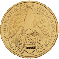 2019 Queen's Beasts Falcon Of The Plantagenets Quarter Ounce Gold Bullion Coin Thumbnail