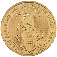 2019 Queen's Beasts Yale Of Beaufort Quarter Ounce Gold Bullion Coin Thumbnail