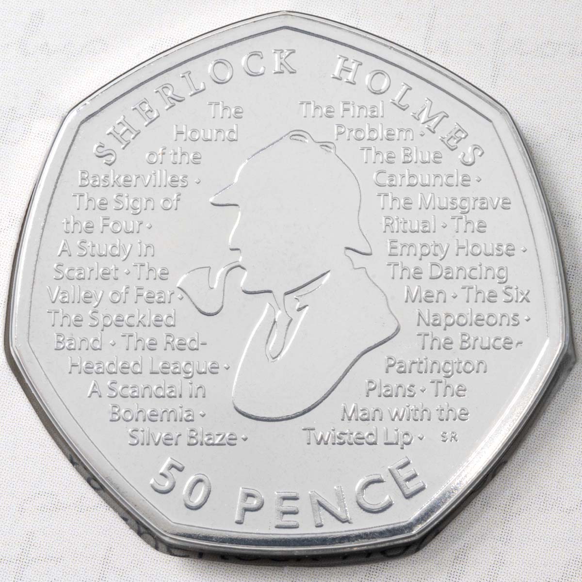 UK19SHBU 2019 Sherlock Holmes Art Of Deduction Fifty Pence Brilliant Uncirculated Coin In Folder Reverse