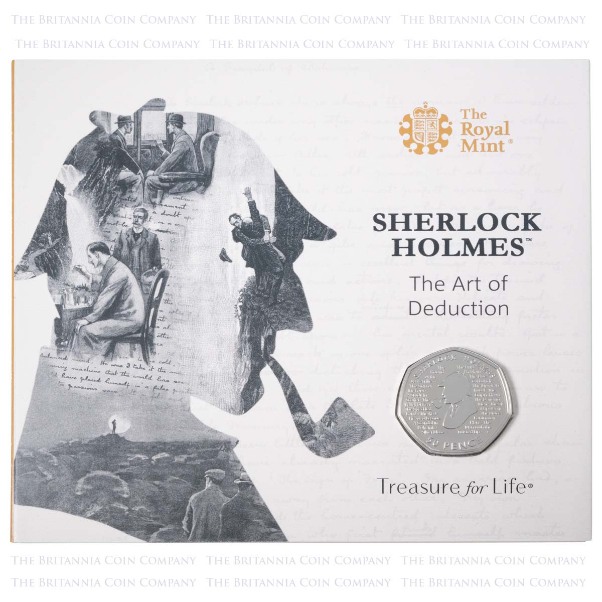 UK19SHBU 2019 Sherlock Holmes Art Of Deduction Fifty Pence Brilliant Uncirculated Coin In Folder Packaging