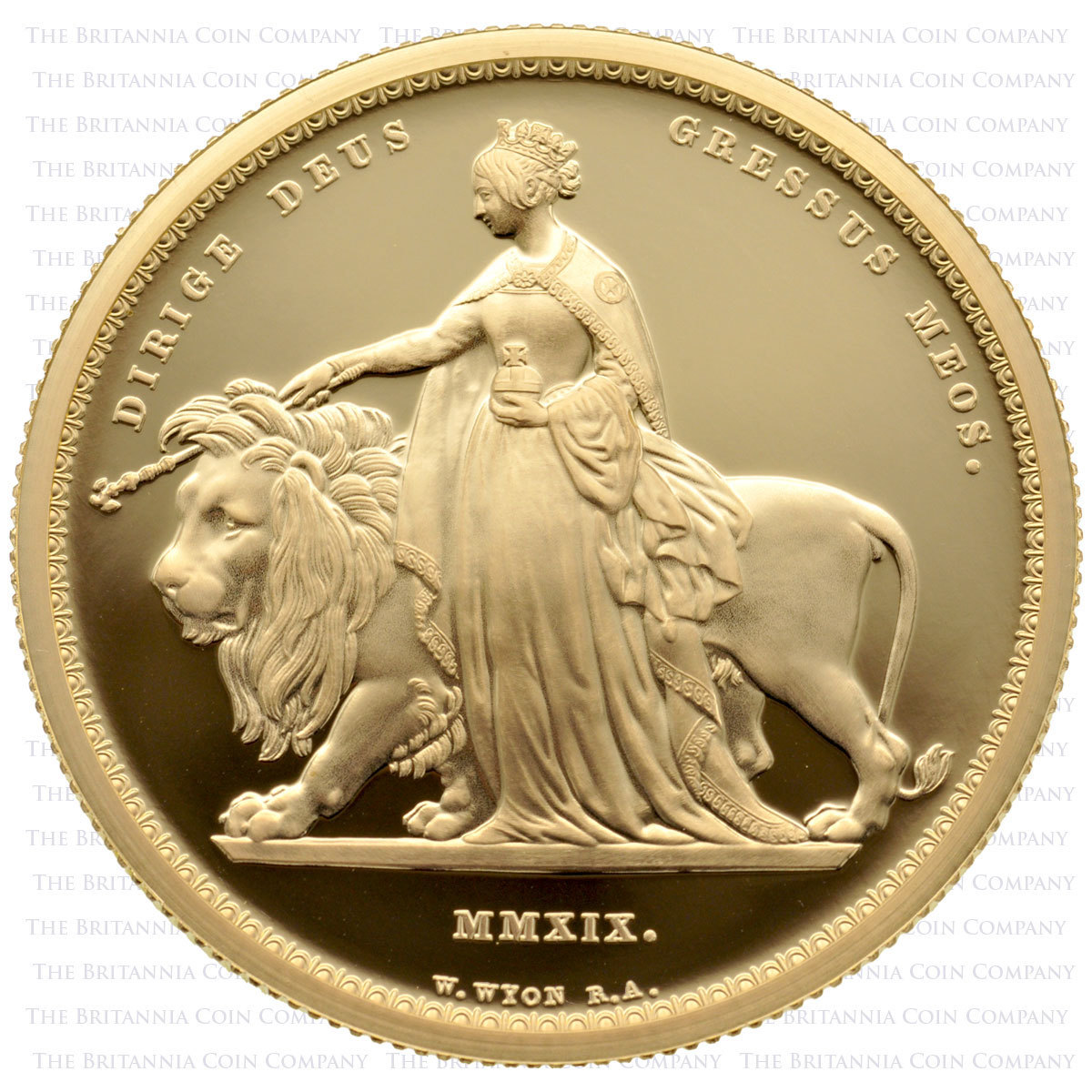2019 Una and the Lion 5 Ounce Gold Proof Great Engravers Reverse