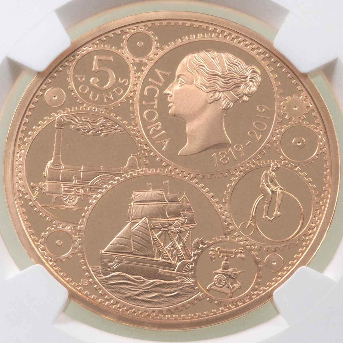 UK19VCGP 2019 Queen Victoria 200th Anniversary Five Pound Crown Gold Proof Coin NGC Graded PF 70 Ultra Cameo Reverse