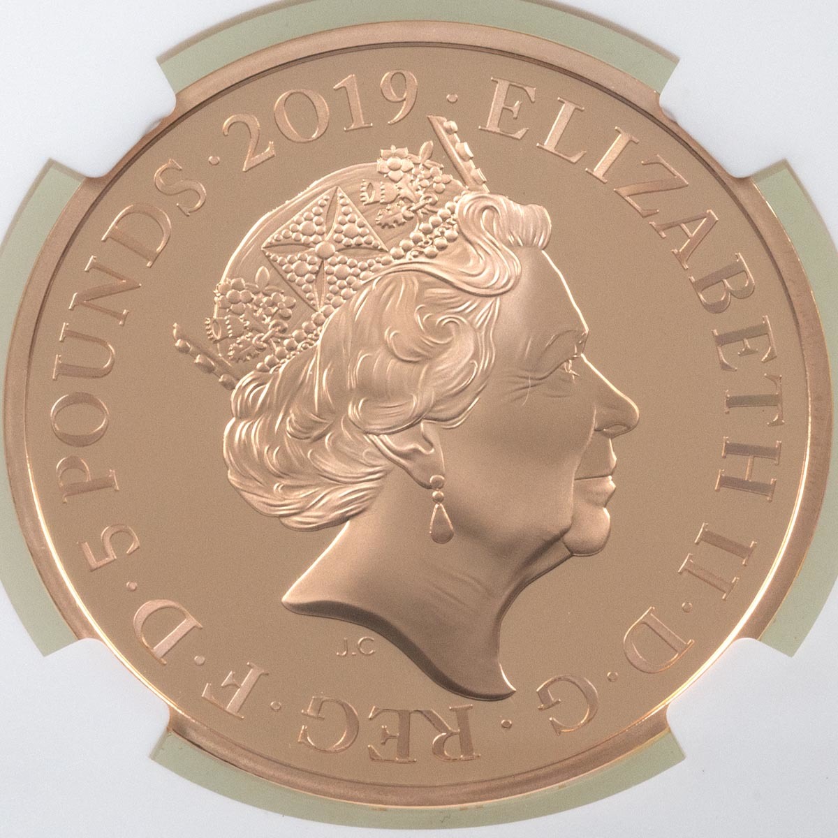 UK19VCGP 2019 Queen Victoria 200th Anniversary Five Pound Crown Gold Proof Coin NGC Graded PF 70 Ultra Cameo Obverse