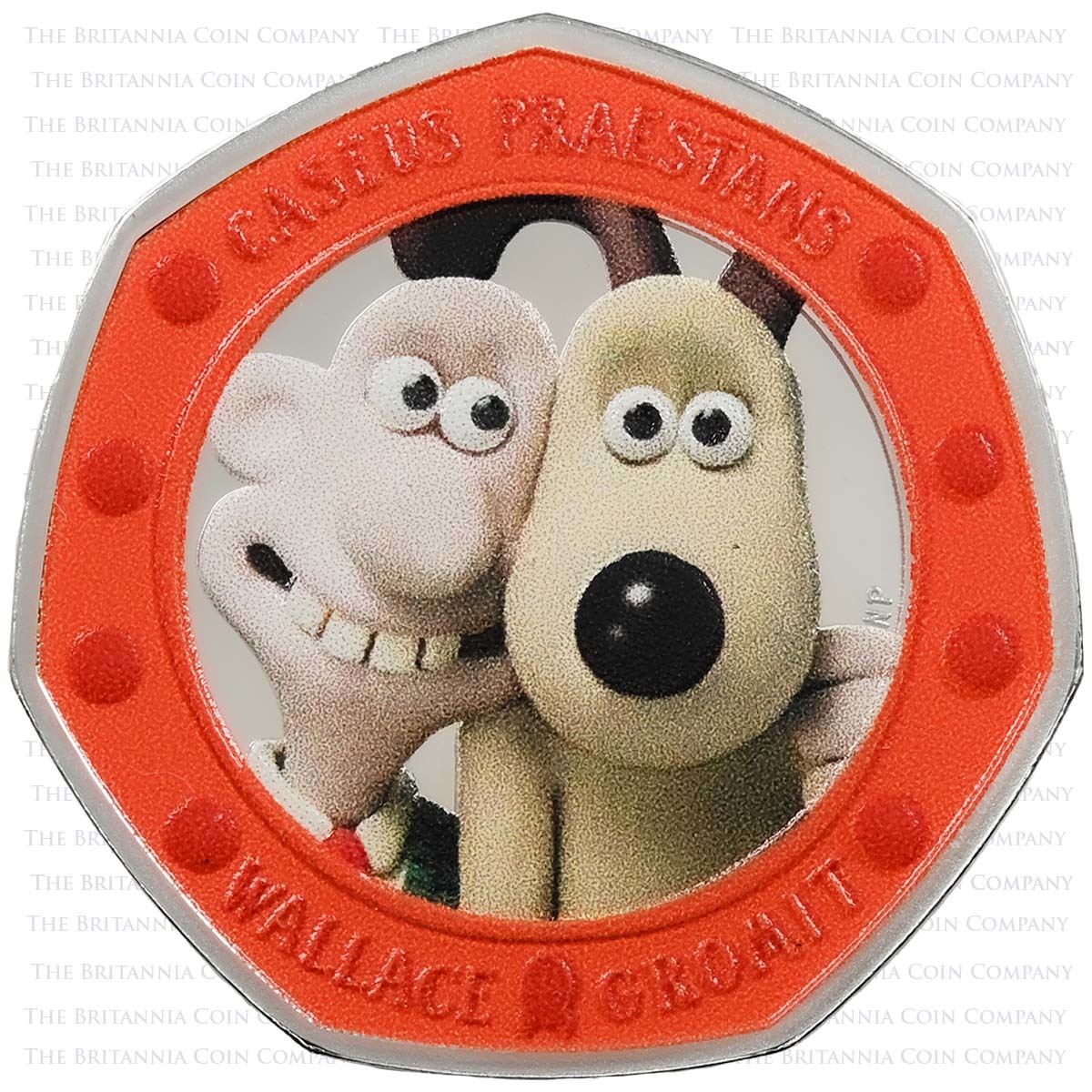 UK19WGSP 2019 Wallace and Gromit 50p Coloured Silver Proof Reverse