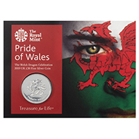 UK19WR20 2019 Welsh Dragon Twenty Pound Silver Brilliant Uncirculated Pride Of Wales Pack Coin Thumbnail