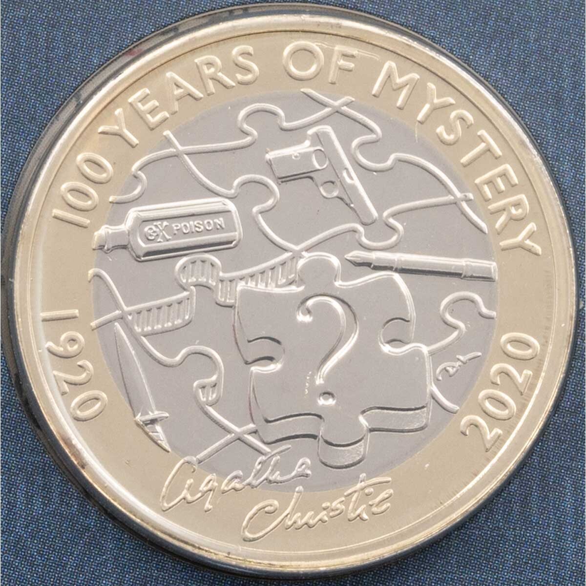 2020 Agatha Christie Two Pound Brilliant Uncirculated 100 Years Of Mystery Coin reverse design 