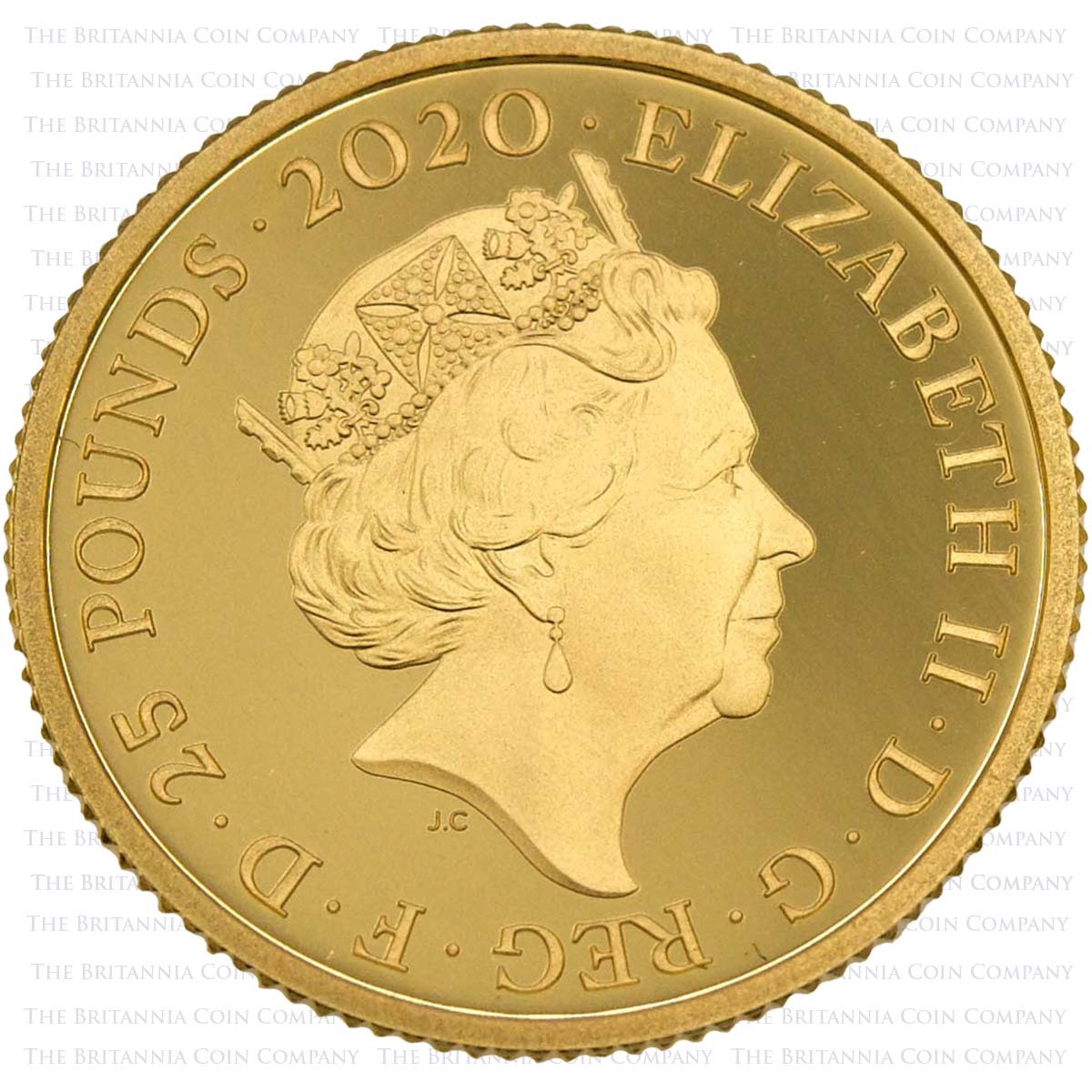 UK20B2QG 2020 James Bond Pay Attention 007 Quarter Ounce Gold Proof Obverse