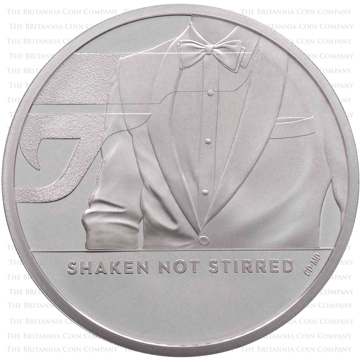 Uk20B3SP 2020 Shaken Not Stirred James Bond 007 One Ounce Silver Proof Coin Reverse