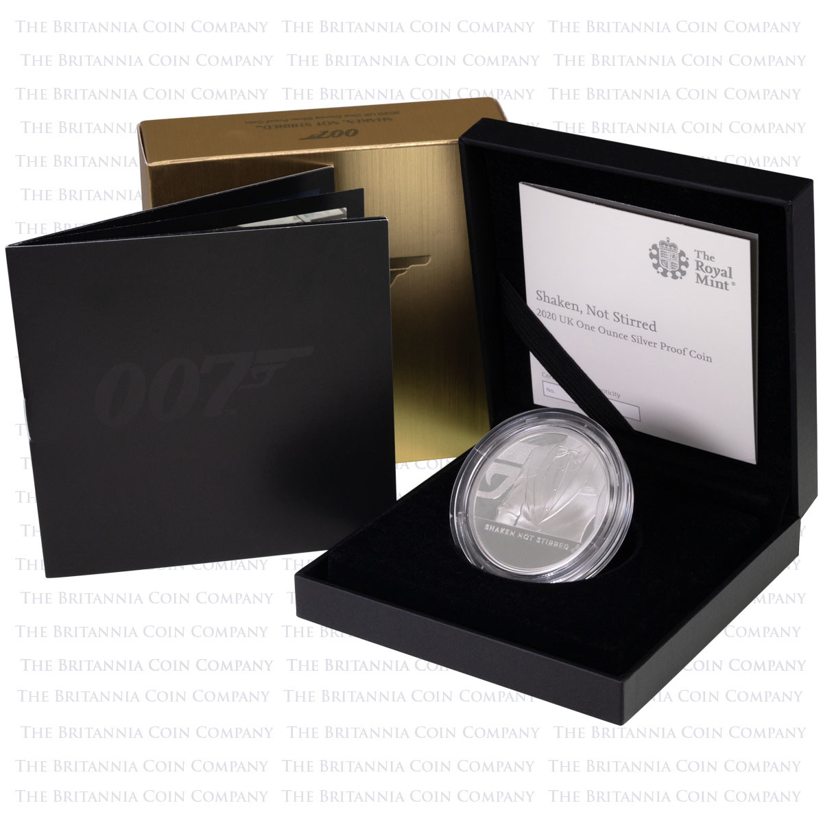 Uk20B3SP 2020 Shaken Not Stirred James Bond 007 One Ounce Silver Proof Coin Boxed