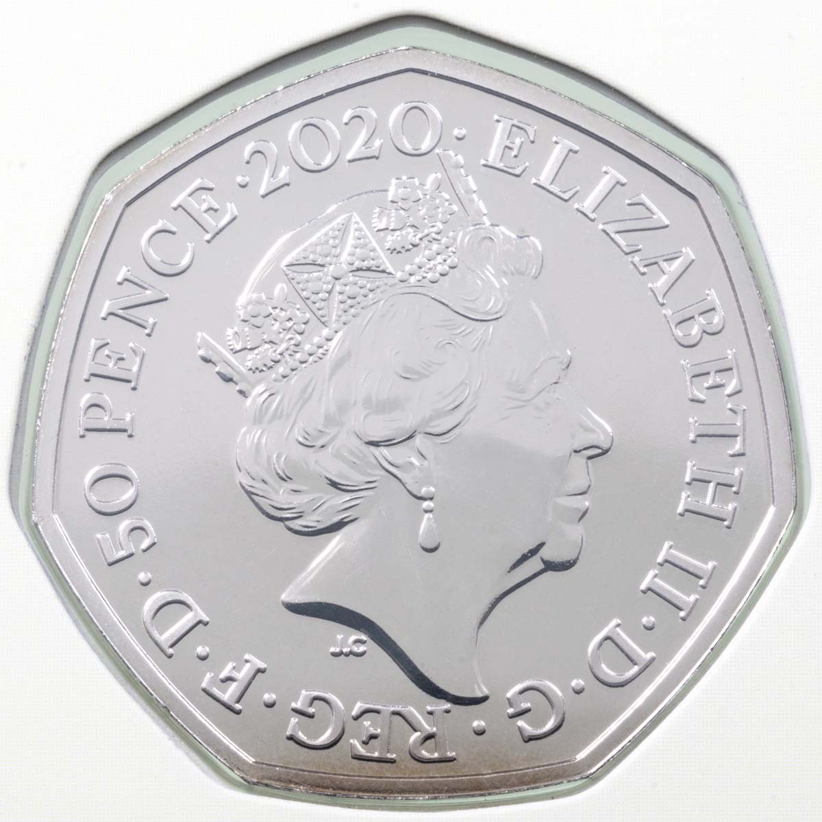 UK20BWBU 2020 Brexit EU Withdrawal Fifty Pence Brilliant Uncirculated Coin In Folder Obverse