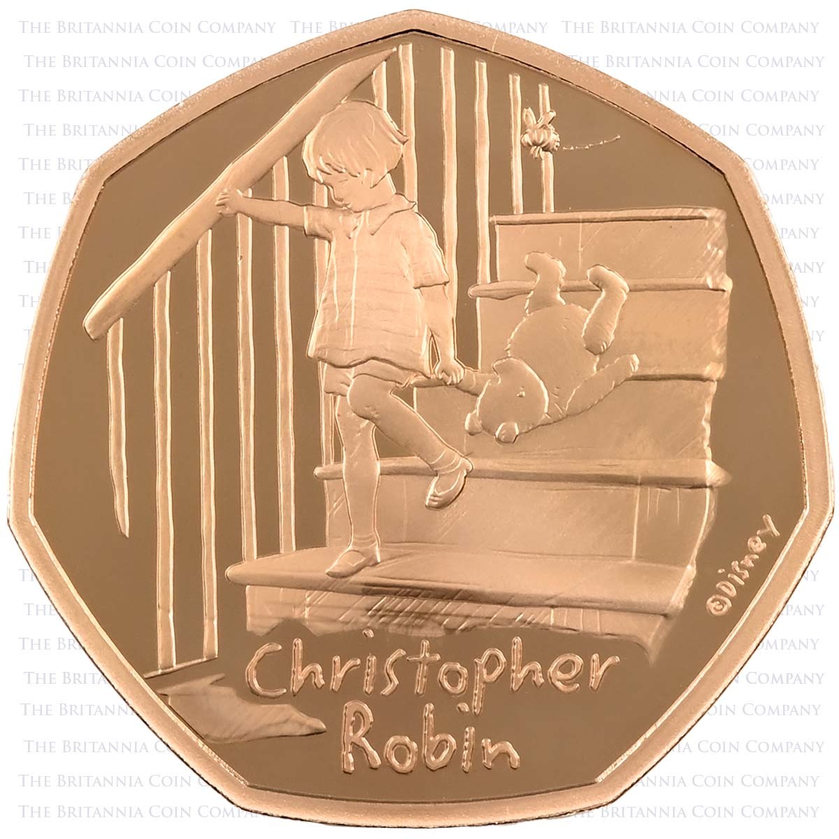 2020 Christopher Robin Winnie the Pooh 50p Gold Proof Reverse
