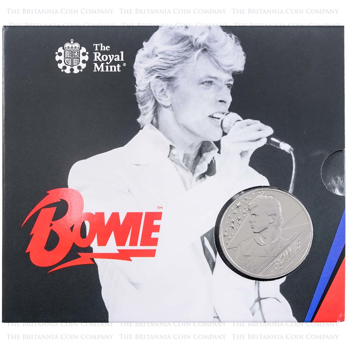 UK20D2BU 2020 Music Legends David Bowie Edition 2 £5 Crown Brilliant Uncirculated In Folder Packaging