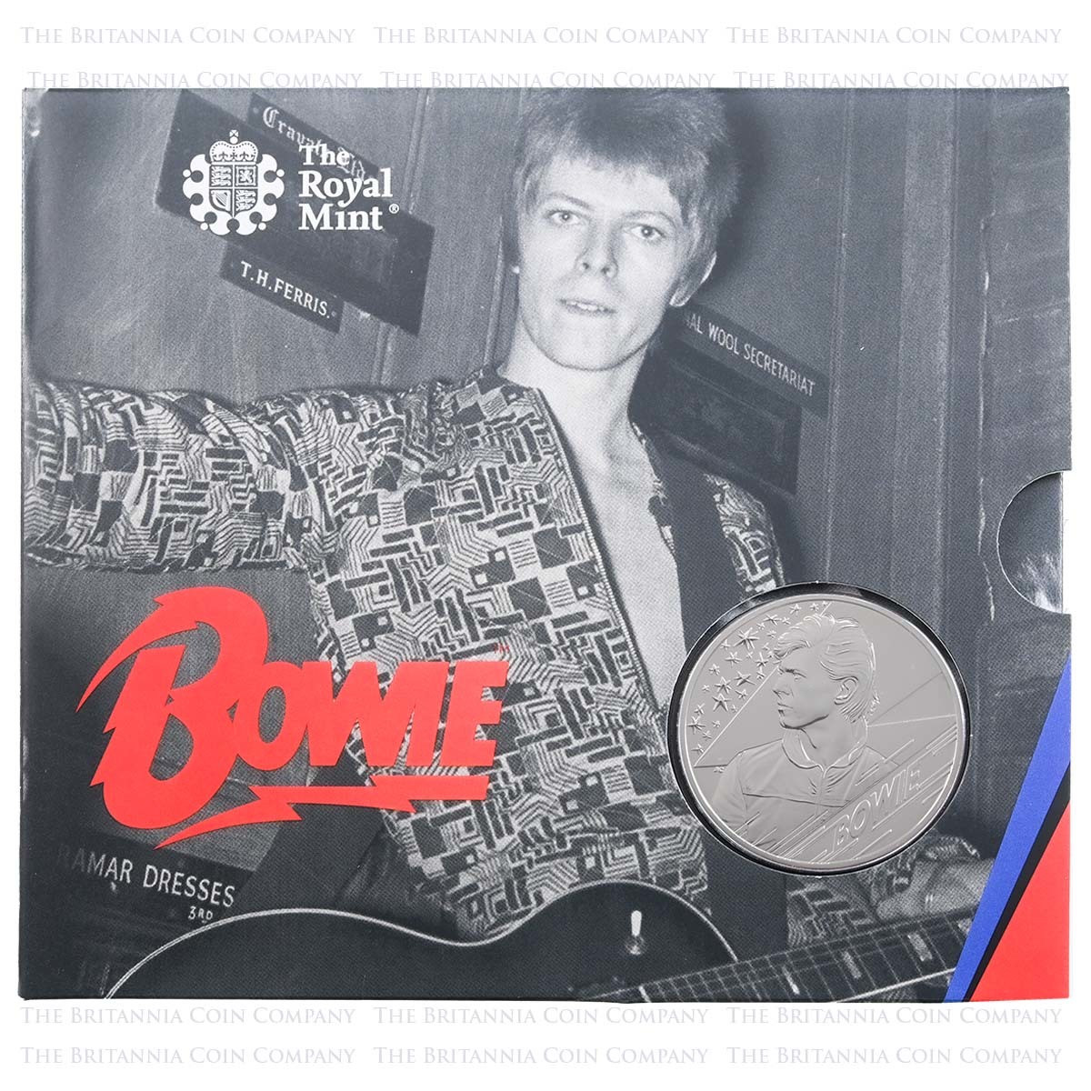 UK20D3BU 2020 Music Legends David Bowie Edition 3 £5 Crown Brilliant Uncirculated In Folder Packaging